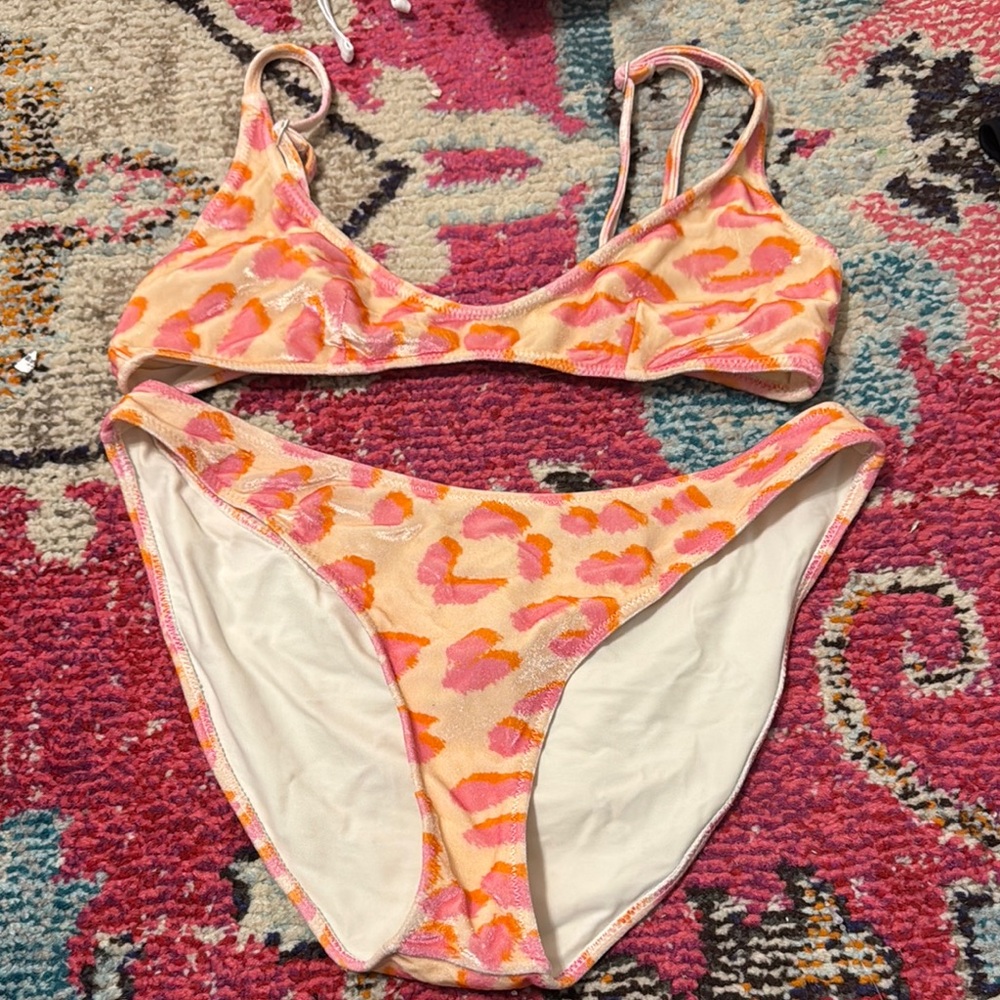 Vibrant Pink and Orange Triangl Bikini Set